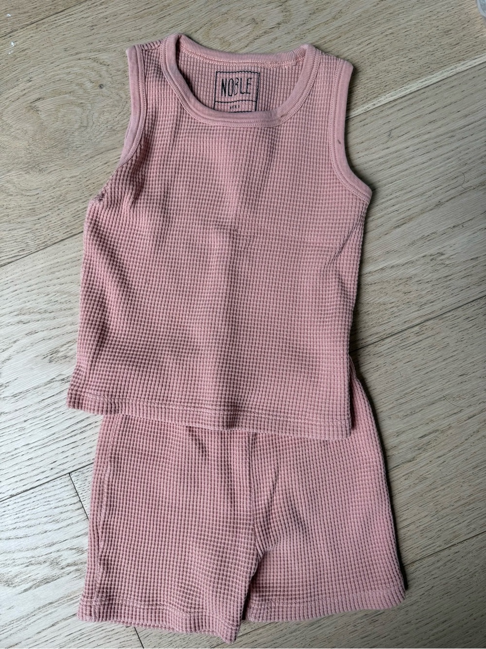 Waffle Knit Tank & Short Set - Dusty Rose